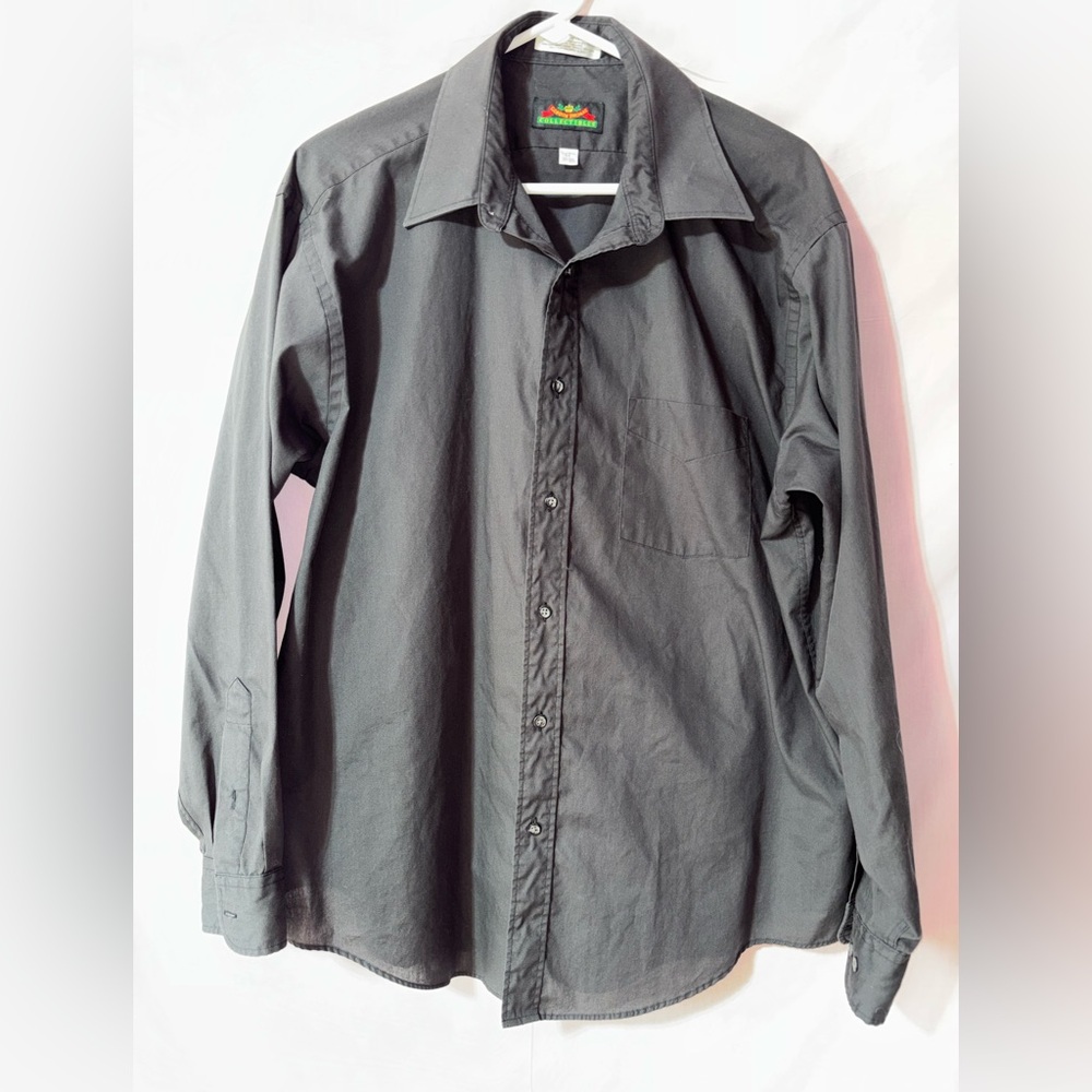 Mens Long Sleeve Button-Down Shirt - Black